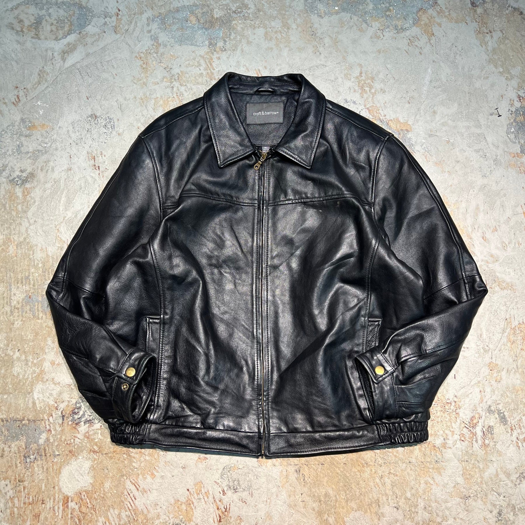 #3195 古着 croft&barrow/Leather jacket/ジップアップレザー 