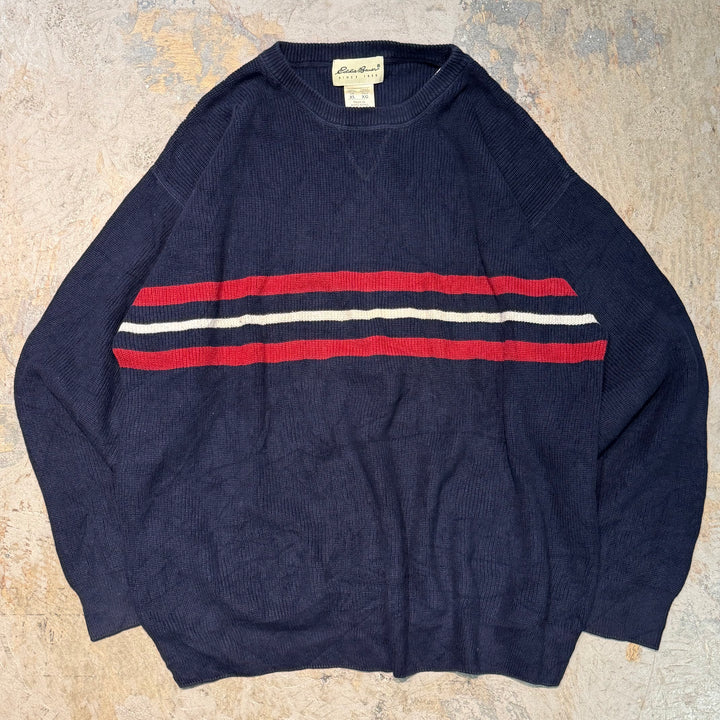 古着 90's~ Eddie Bauer/ エディーバウアー/ クルーネックニットセーター/ Vガゼット/ サイズXL