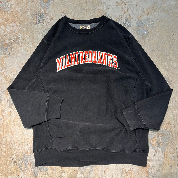 #3931 古着 STEVE&BARRY'S/Crew neck sweat/クルーネックスウェット/MIAMIREDHAWKS/サイズXL