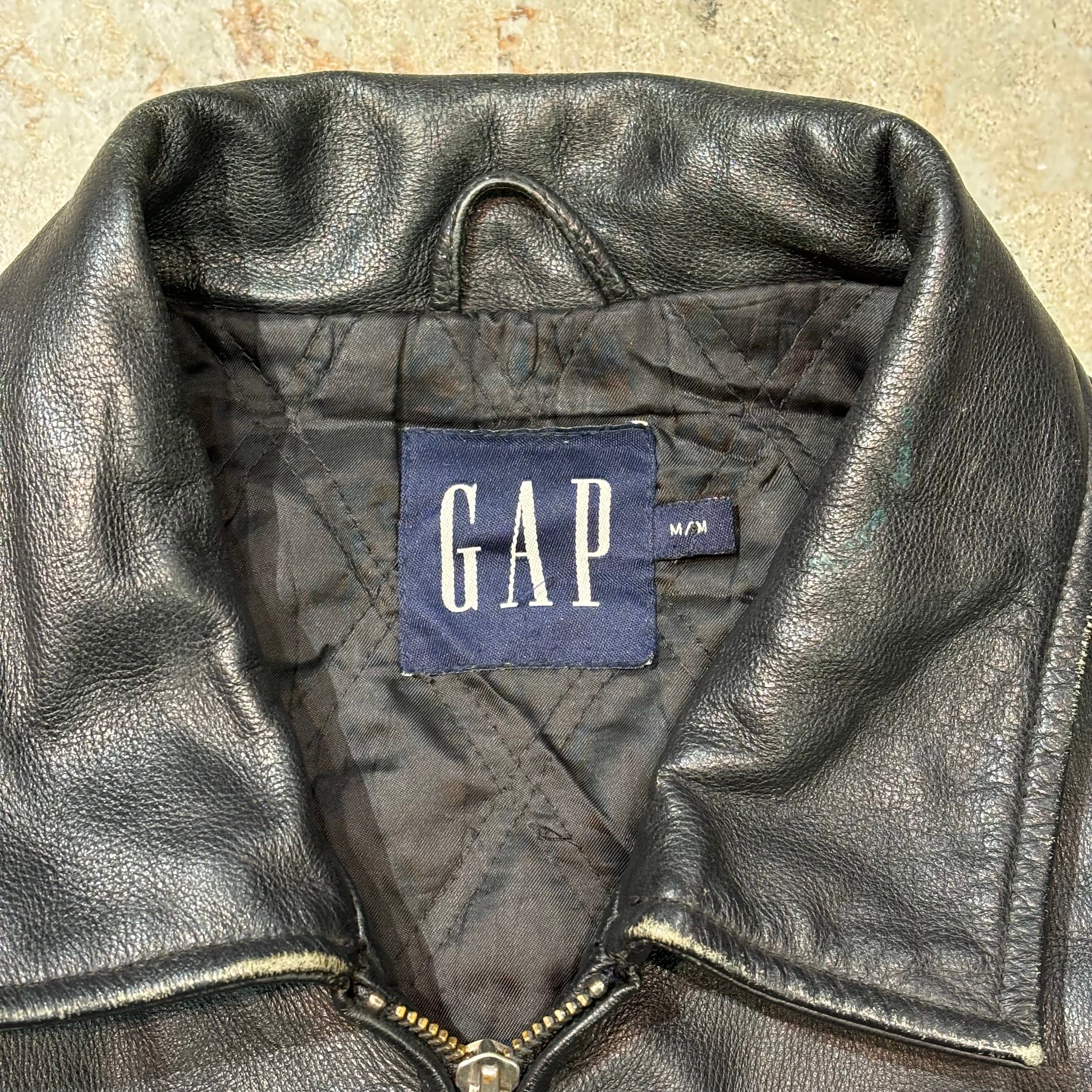 GAP ギャップ レザージャケット　サイズM 古着 GAP/ ギャップ/ ジップアップレザージャケット/ サイズM – 古着屋