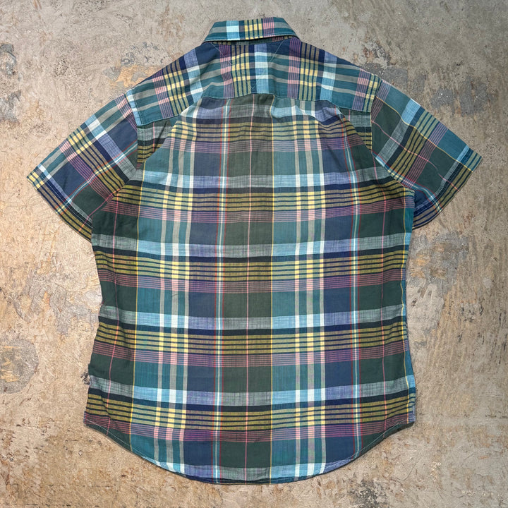 旧衣服TOMMY HILFIGER/汤米希尔费格/扣式短袖衬衫/格子图案/尺寸S