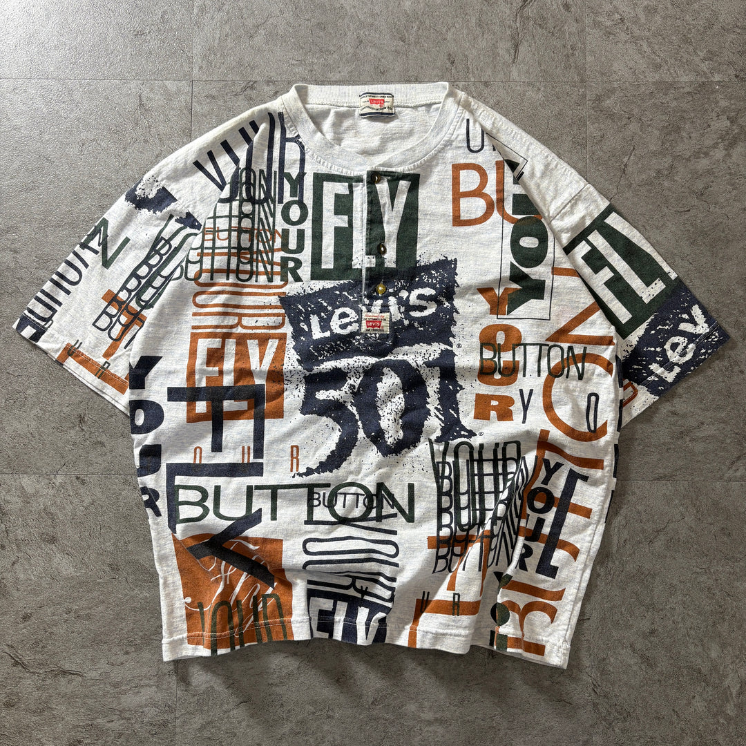 古着 90's Levi's リーバイス ヘンリーネックTシャツ サイズL相当