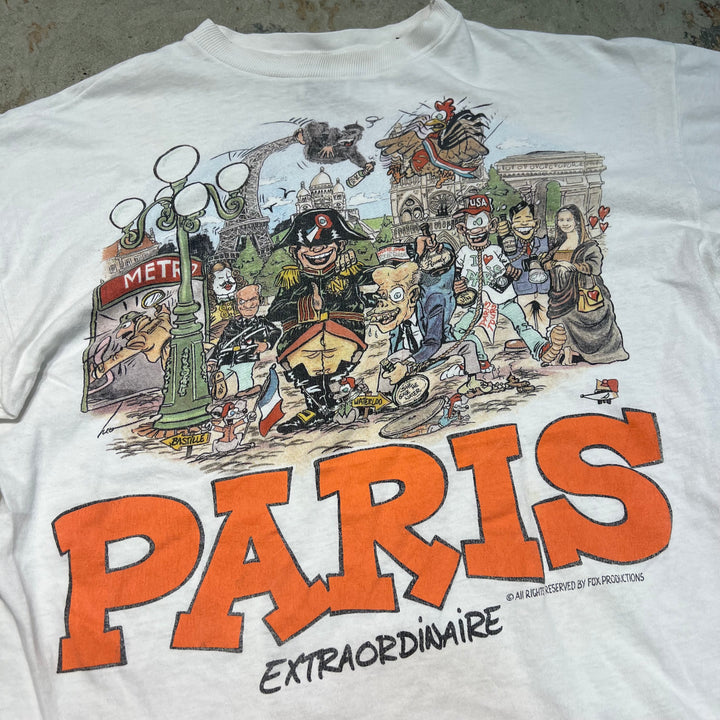 古着 90's PARIS/EXTRAORDINAIRE/並外れた/ヴィンテージ シングルステッチプリントTシャツ/サイズM