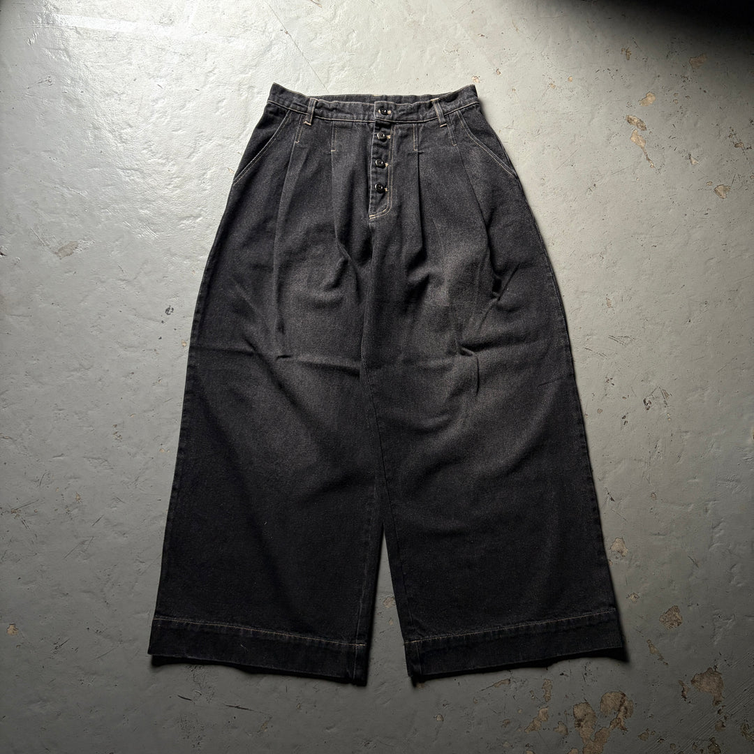 2タックウォッシュデニムワイドパンツ/セットアップ着用可