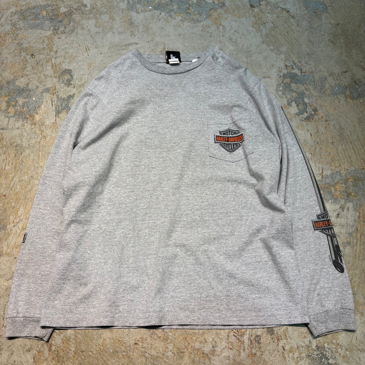 古着 USA製 Harley-Davidson/ハーレーダビッドソン/ プリントロングスリーブTシャツ/ サイズL