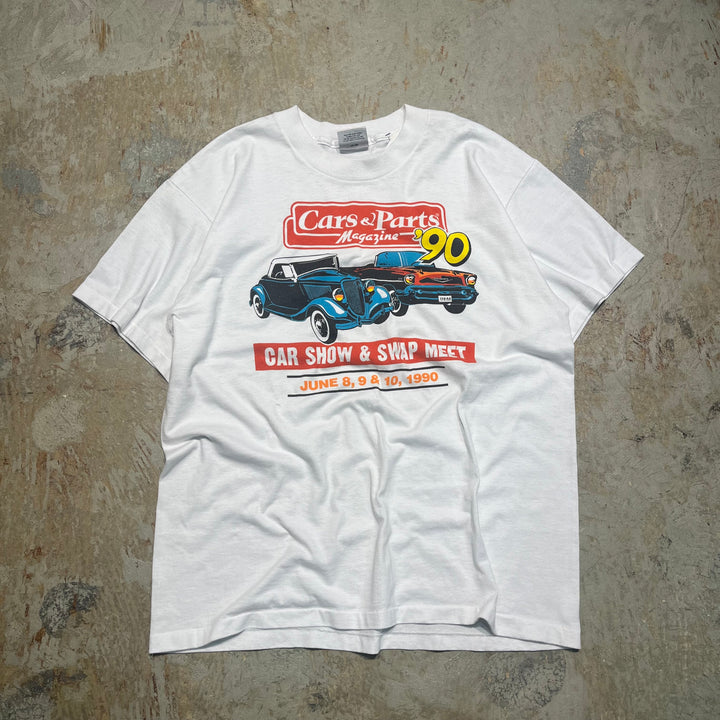 #4606 古着 90's USA製 オニータ/CARs&parts/ヴィンテージ シングルステッチ Tシャツ/企業系/サイズL