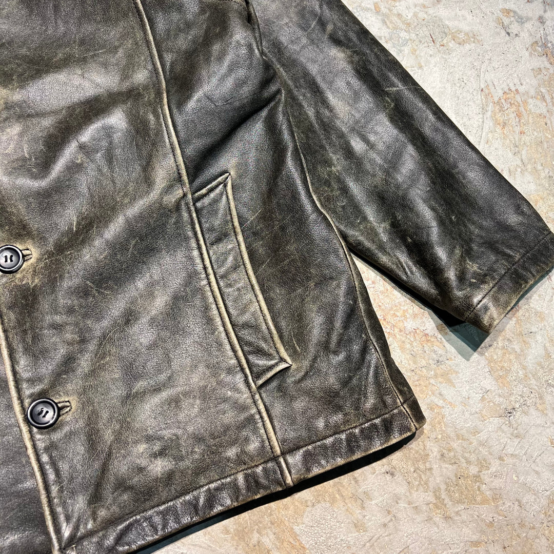 #3197 古着 Unknow/Leather Halfcoat/レザーハーフコート/サイズM