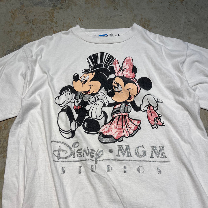 #4590 古着 Disney/ディズニー/short sleeve print t-shirt Tee/半袖プリントTシャツ/シングルステッチ/USA製/ミッキー、ミニープリント/サイズXL