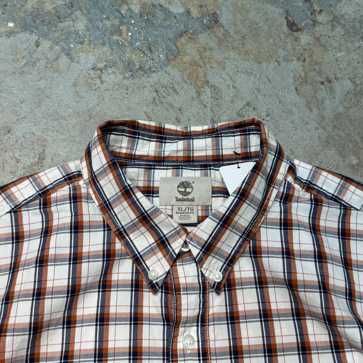 旧衣服TIMBERLAND/汀布莱克/纽扣短袖衬衫/格子图案/翻拍/尺寸XL