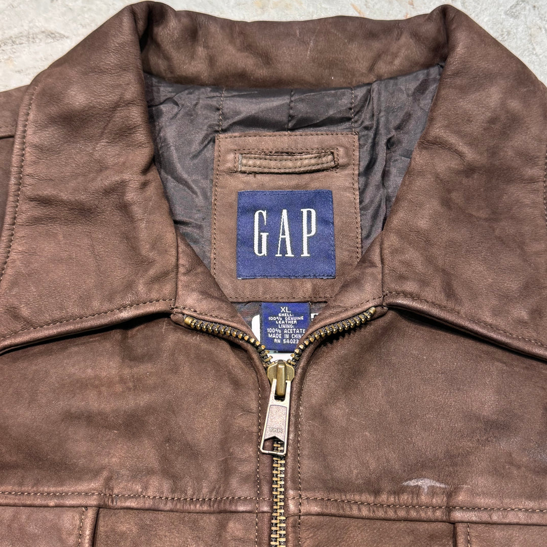 古着 90's~ GAP/ ギャップ/ 本革ジップアップレザージャケット / サイズXL