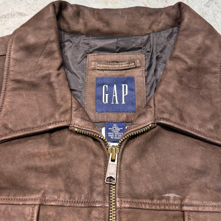 古着 90's~ GAP/ ギャップ/ 本革ジップアップレザージャケット / サイズXL