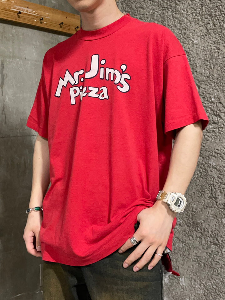 #4604 古着 90's USA製スクリーンスターズ/Mr.Jim's Pizza/ヴィンテージ シングルステッチ Tシャツ/サイズXL
