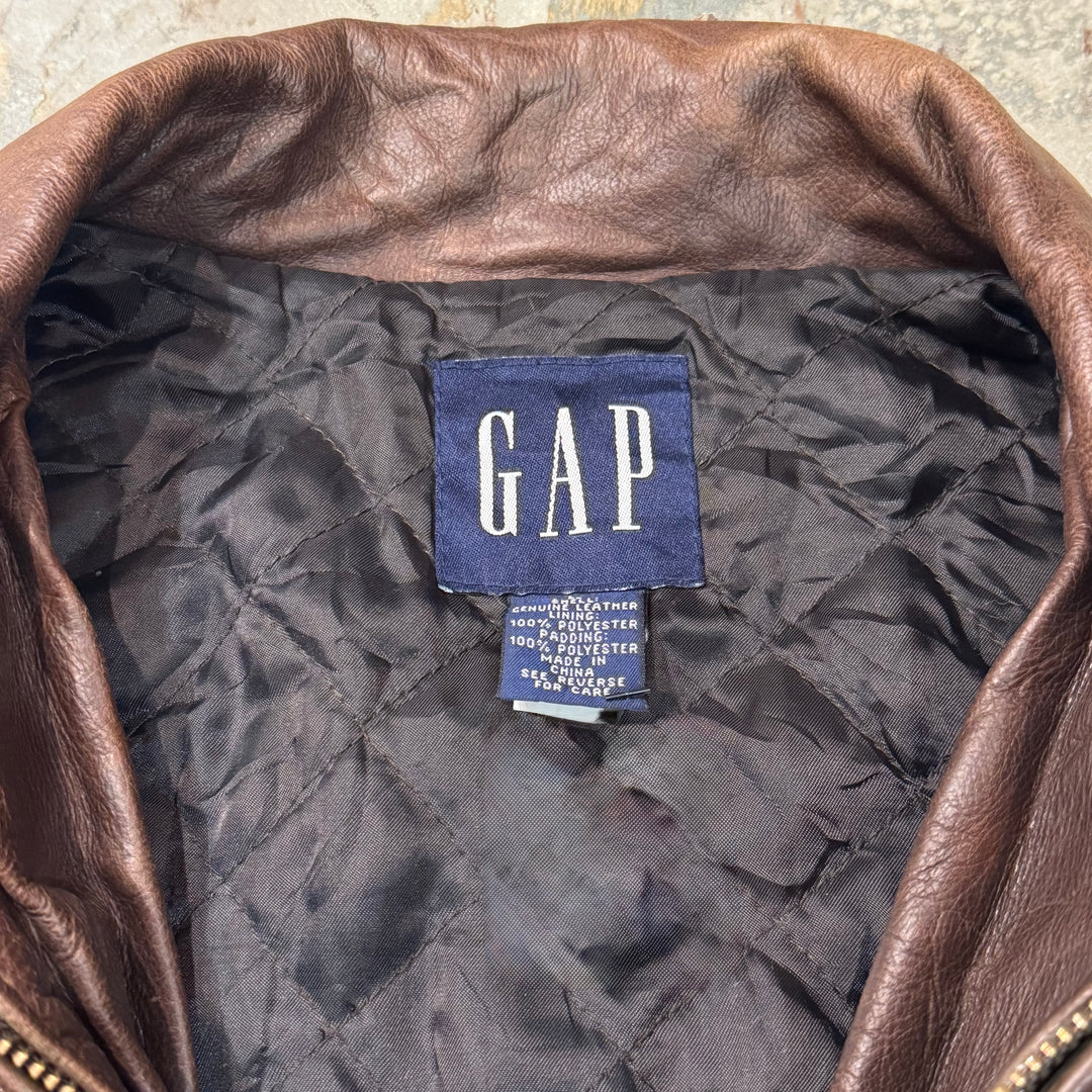 古着 GAP/ ギャップ/ 本革ジップアップレザージャケット / 牛革/ サイズL