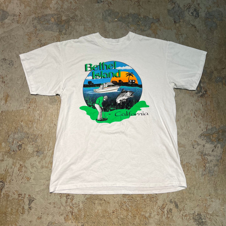 古着 90's Bethel Island/ベゼルアイランド/カリフォルニア/魚/ヴィンテージ シングルステッチプリントTシャツ/サイズXL相当