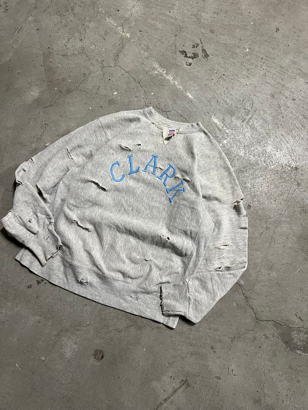 #MA01 古着 90's ''ボロ''Soffe/ソフィー/College Sweat Shirts/カレッジロゴスウェット/CLARK/MADE IN USA/サイズL