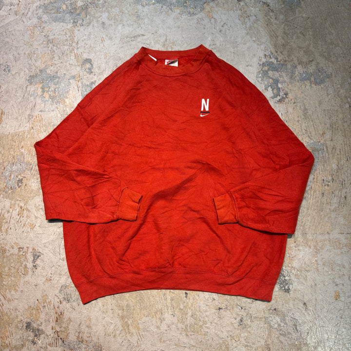 古着 USA製 90's NIKE/ ナイキ/ クルーネックスウェット/ ワンポイント刺繍/ サイズXXL
