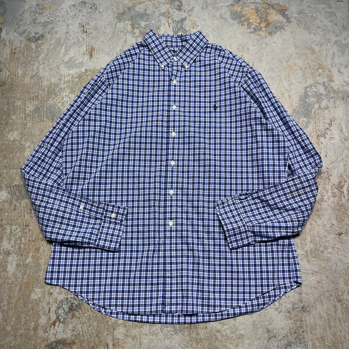 #4420 古着 Ralph Lauren/ラルフローレン/Long Sleeve Button Down Shirt/長袖ボタンダウンシャツ/チェック柄/SLIM FIT/サイズXXL