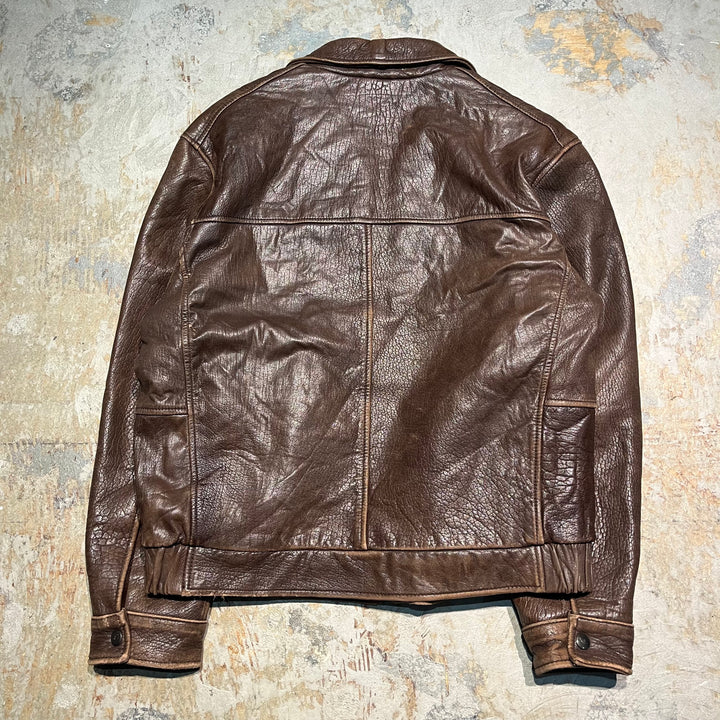 #3316 古着 DOCKERS/Leather jacket/ジップアップレザージャケット/サイズ2XL相当