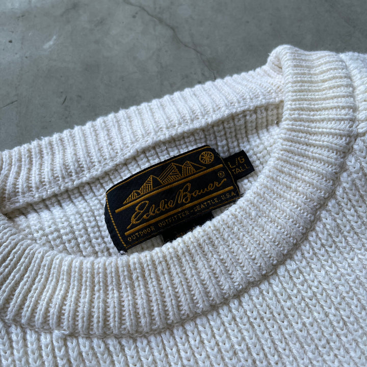 古着 80's Eddie Bauer/ エディーバウアー/ クルーネックコットンニットセーター/ 黒タグ/サイズL