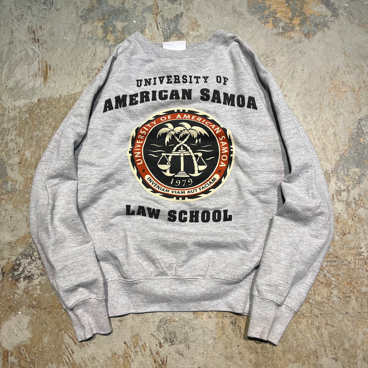 #3811 古着 Unknow/Crew Neck Sweat Shirts/クルーネックスウェット/AMERICAN SAMOA LAW SCHOOL/カレッジロゴ/サイズS