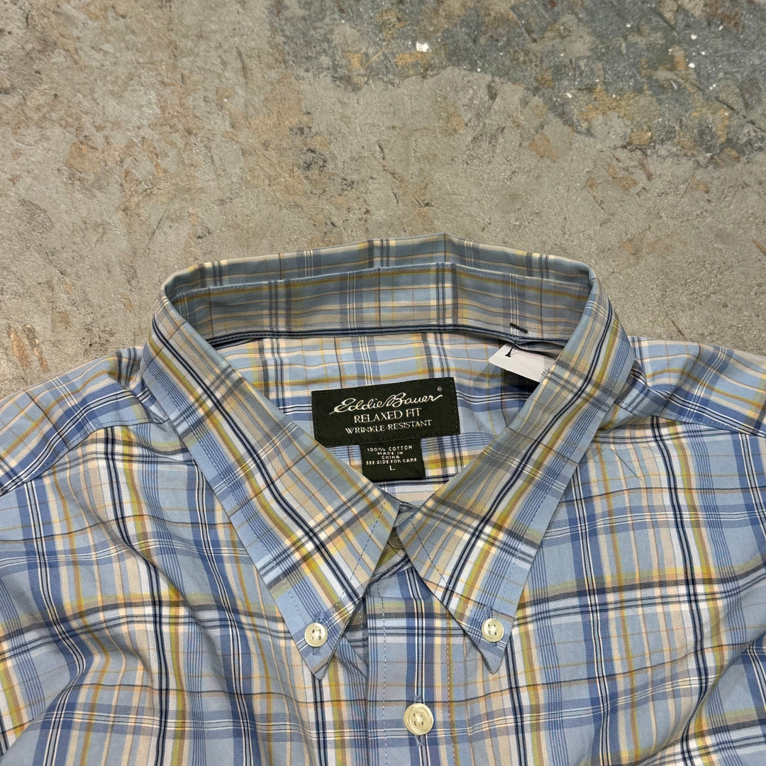 古着 Eddie Bauer/エディー･バウアー/  ボタンダウン半袖シャツ/ チェック柄/ サイズL