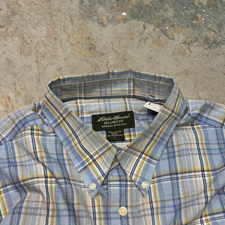 古着 Eddie Bauer/エディー･バウアー/  ボタンダウン半袖シャツ/ チェック柄/ サイズL