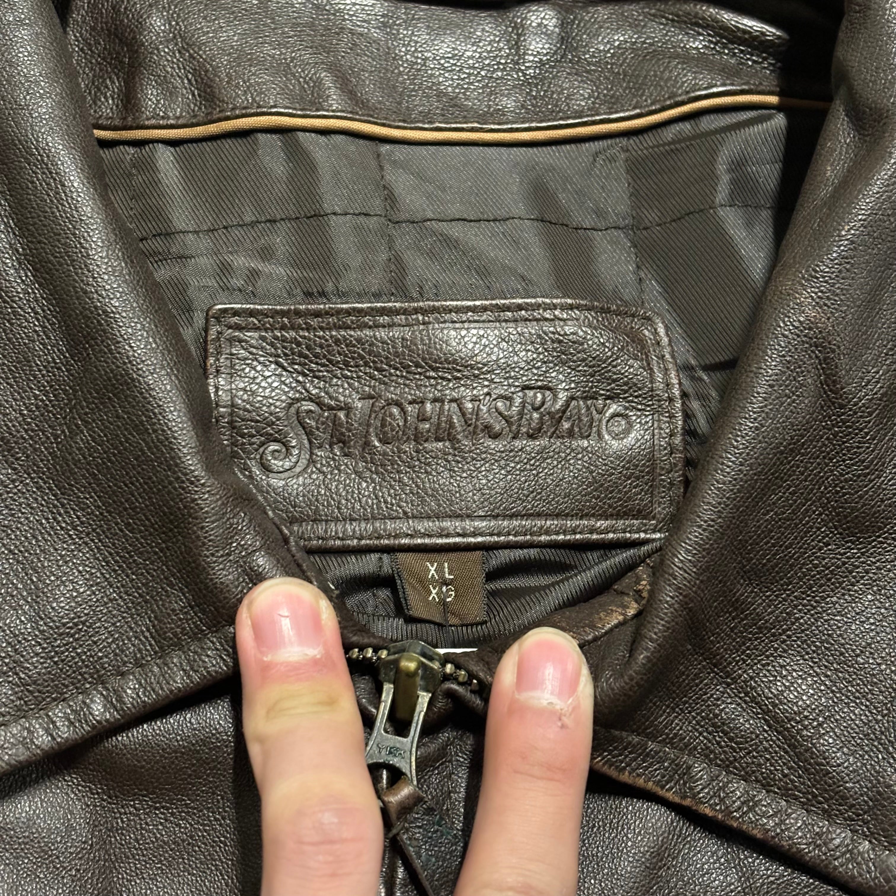 古着 ST JOHN'S BAY/ セントジョーンズベイ/ ジップアップレザー
