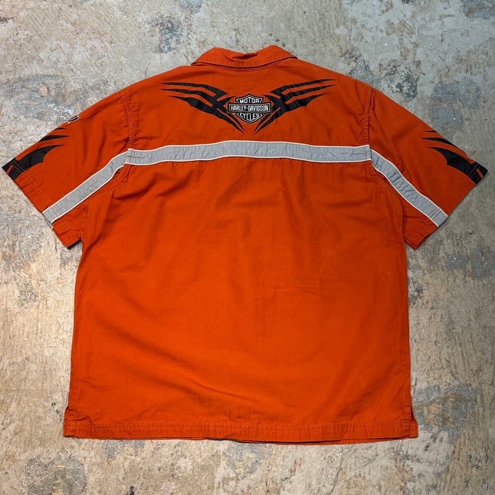 二手衣服Harley-Davldson/哈雷戴维森/短袖衬衫/翻领/尺寸L