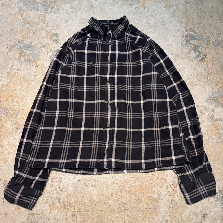 古着 St.JOHN'S BAY/ セントジョーンズベイ/ ボタンダウン長袖短丈リメイクシャツ/ チェック柄/サイズM