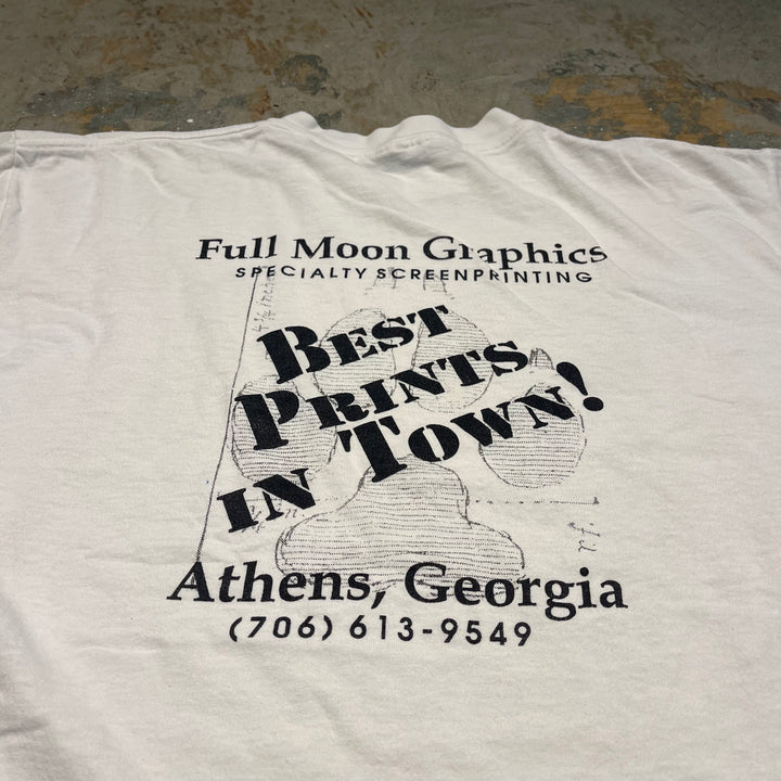 古着 USA製 90's Full Moon Graphics / BEST PRINTS IN TOWN! / ジョージア州アテネ / ヴィンテージ シングルステッチ ロングTシャツ/サイズL