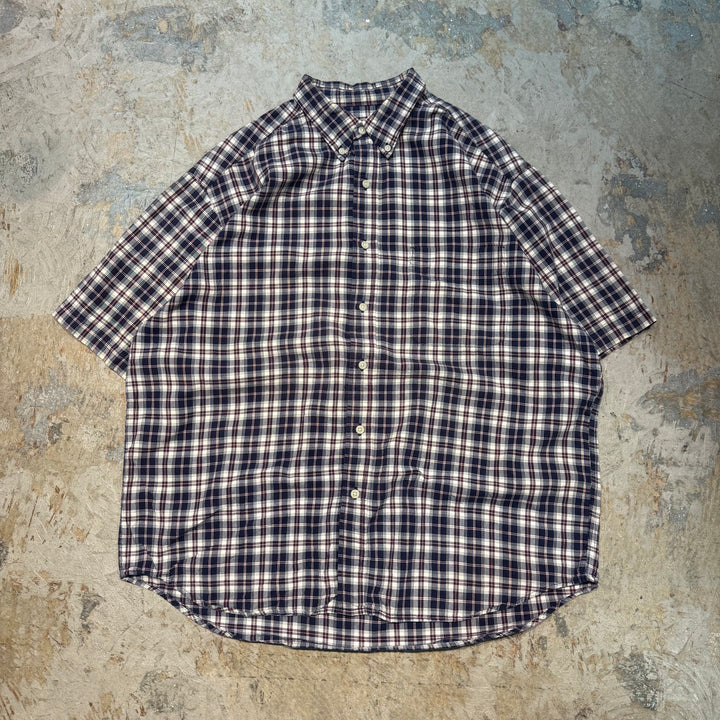 古着 EDDIE BAUER/ エディバウアー/ チェック柄/ ボタンダウン半袖シャツ/サイズL