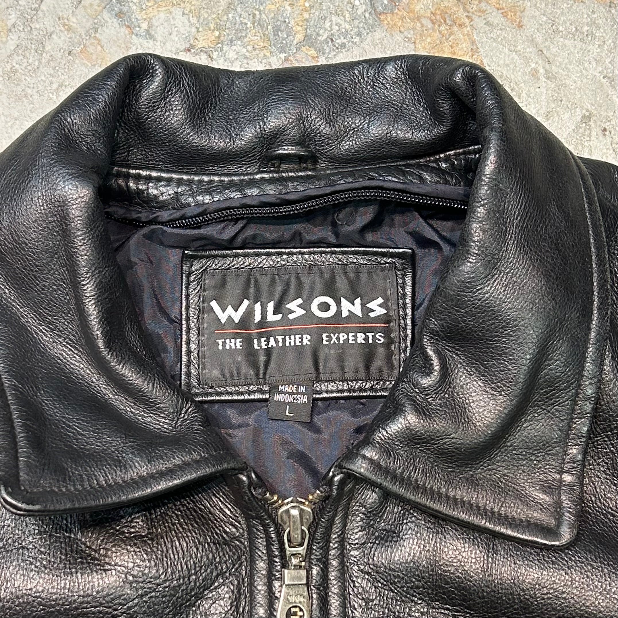 古着 WILSONS LEATHER/ ウィルソンズレザー/ ジップアップレザージャケット/ サイズL – 古着屋 MUJIN