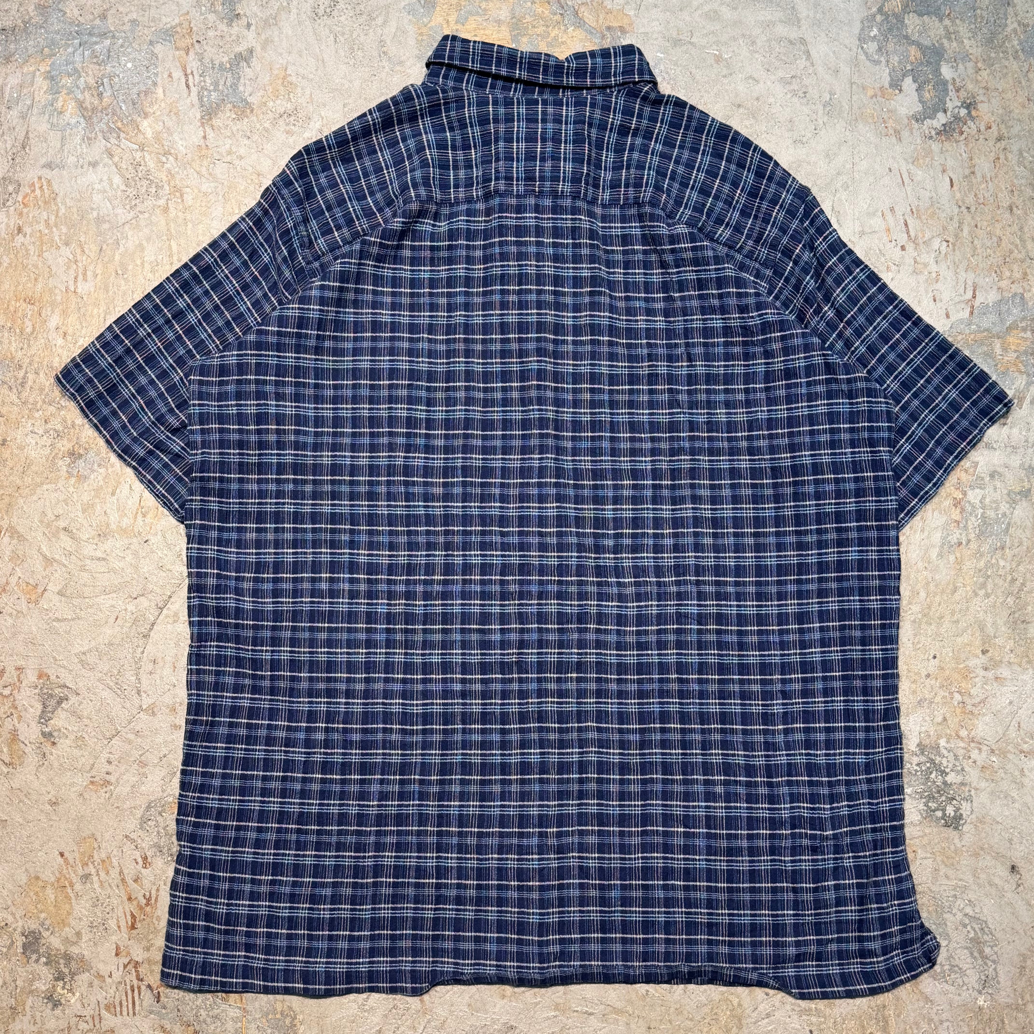 や*ん様 Patagonia ネイビー 半袖シャツ 幾何学模様　サイズL 古着 Patagonia/ パタゴニア/ 半袖シャツ/ サイズXL – MUJIN
