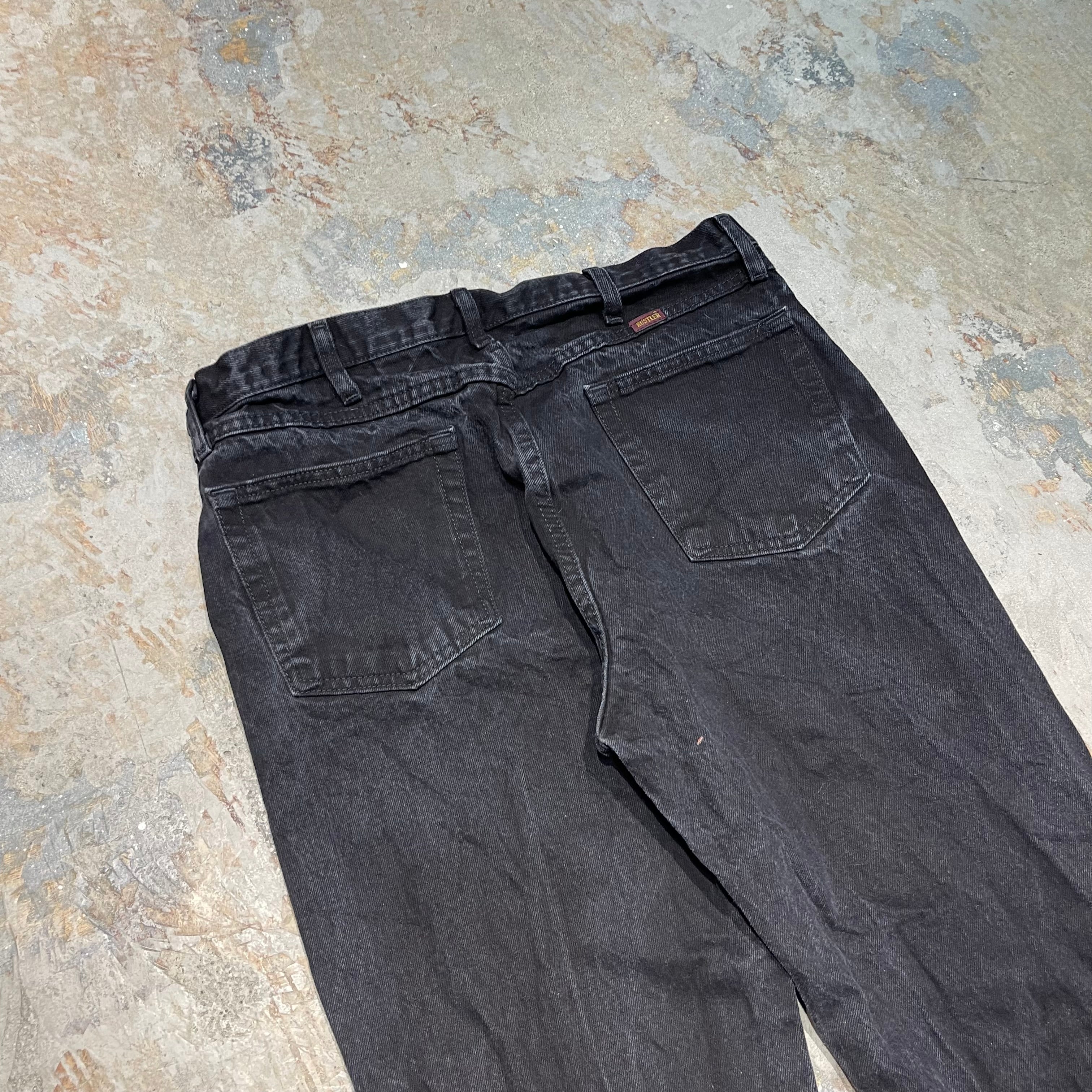 4268 古着 RUSTLER/ラスラー/Black Denim Pants/ブラックデニムパンツ/サイズ36×34 – 古着屋 MUJIN