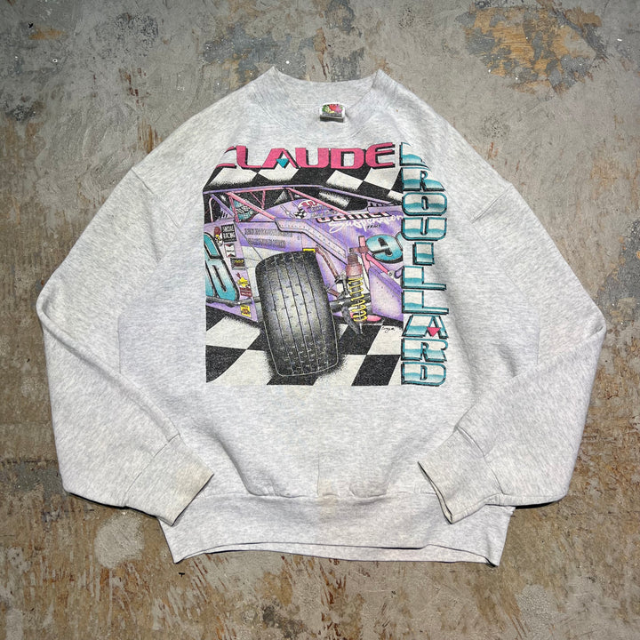 #3913 古着 90's~ FRUIT OF THE LOOM /フルーツオブザルーム/Crew  Neck Print Sweat Shirt/クルーネックプリントスウェット/MADE IN CANADA/CLAUDE BROU-LLARD/Pabst Blue Ribbon BEER/企業系/サイズL