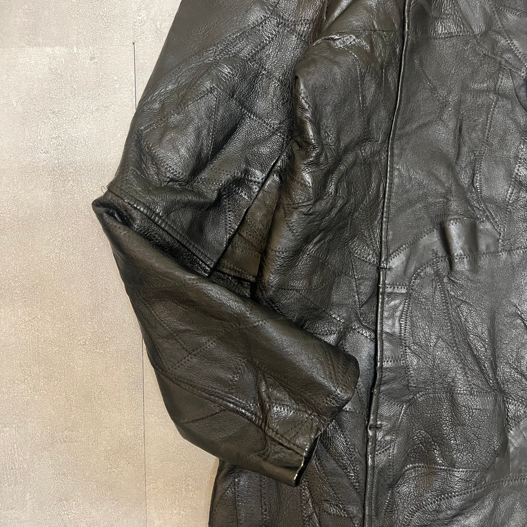 #1875 Unknow 古着/Leather jacket/フロントボタンレザージャケット/サイズXL