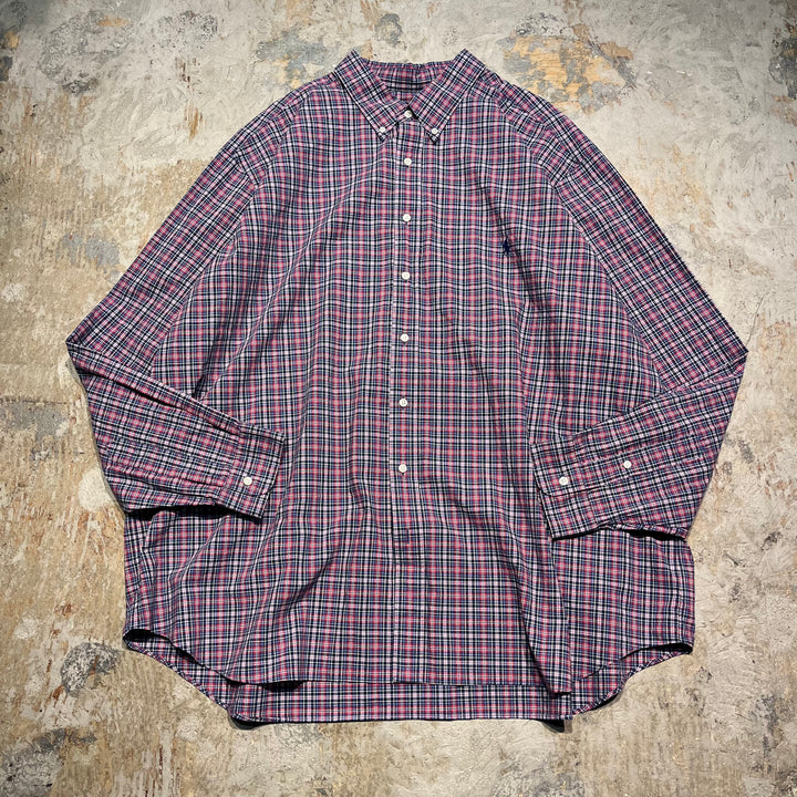 #4407 古着 Ralph Lauren/ラルフローレン/Long Sleeve Button Down Shirt/長袖ボタンダウンシャツ/STRETCH/ストレッチ/チェック柄/サイズ 2XL