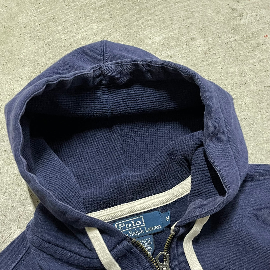 #3829 古着 POLO Ralph Lauren/ポロラルフローレン/Zip Up Hoody / ジップパーカー / フード裏地サーマル/reverse weaveタイプ/サイズM