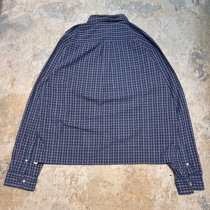古着  GAP/ ギャップ/ ボタンダウン長袖シャツ/ チェック柄/ リメイク/ サイズXL
