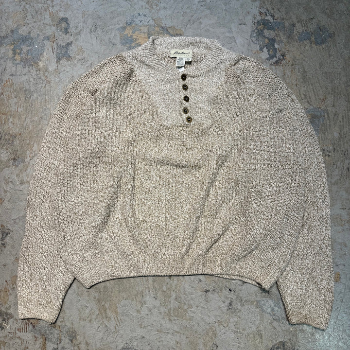古着 90's Eddie Bauer/ エディーバウアー/ ハーフボタンニットセーター/ ヘンリーネック/サイズXL