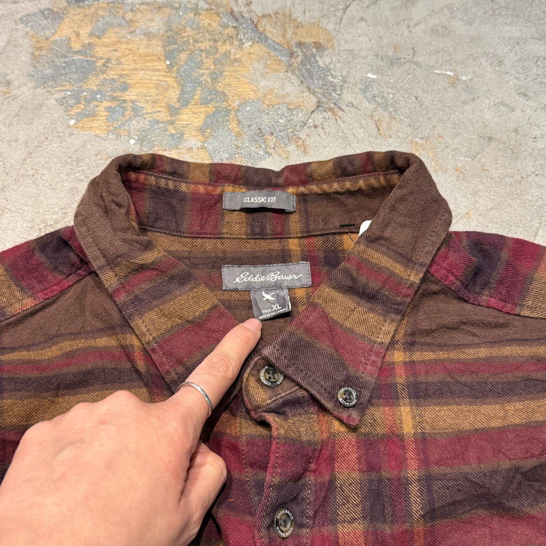 古着 Eddie Bauer/ エディー･バウアー/ フランネルシャツ/ チェック柄/ リメイク/ サイズXL