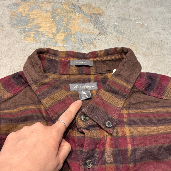 古着 Eddie Bauer/ エディー･バウアー/ フランネルシャツ/ チェック柄/ リメイク/ サイズXL