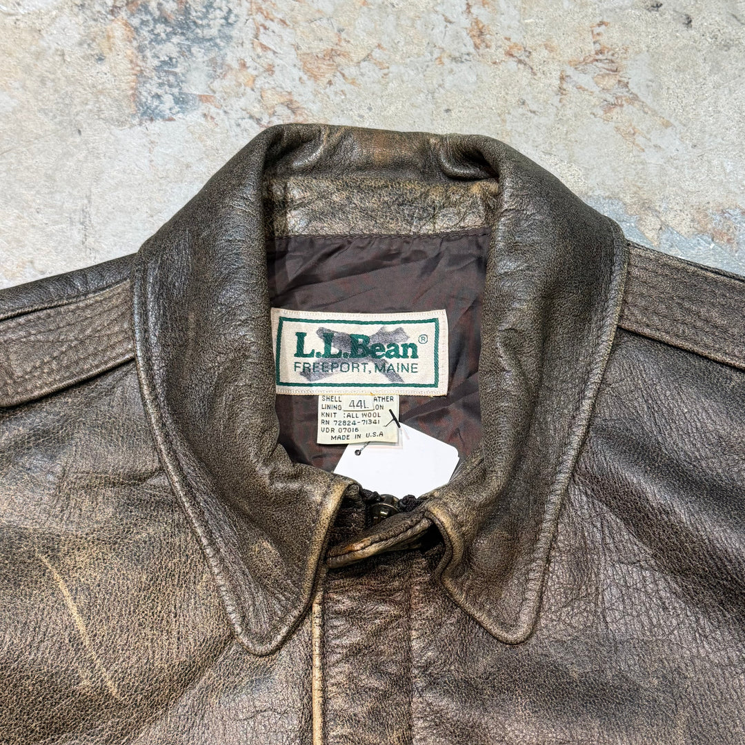 古着 USA製 70's~80's L.L.Bean/エルエルビーン/ジップアップレザージャケット/ サイズXL相当