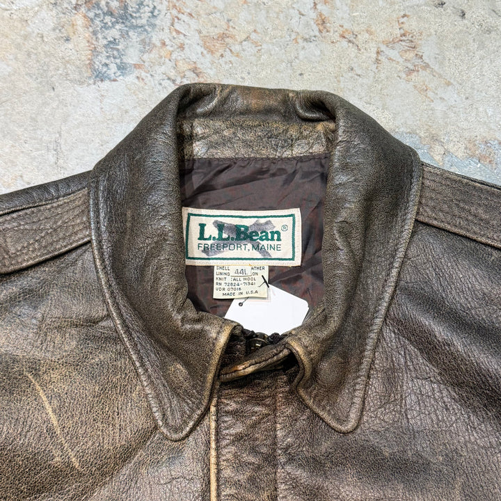 古着 USA製 70's~80's L.L.Bean/エルエルビーン/ジップアップレザージャケット/ サイズXL相当