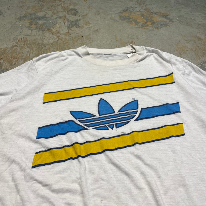 古着 90's adidas/アディダス/ビッグロゴ/ヴィンテージ シングルステッチ プリントTシャツ/サイズXL