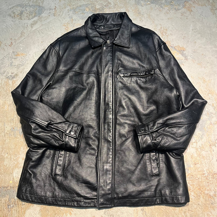 #3448 古着 WILSONS LEATHER/ウィルソンズ/zip up lether jacket/ジップアップレザージャケット/サイズXL