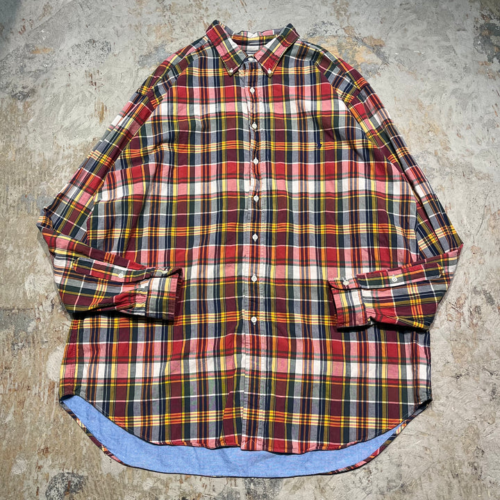 #4418 古着 Ralph Lauren/ラルフローレン/Long Sleeve Button Down Shirt/長袖ボタンダウンシャツ/チェック柄/裏地付き/サイズXXL