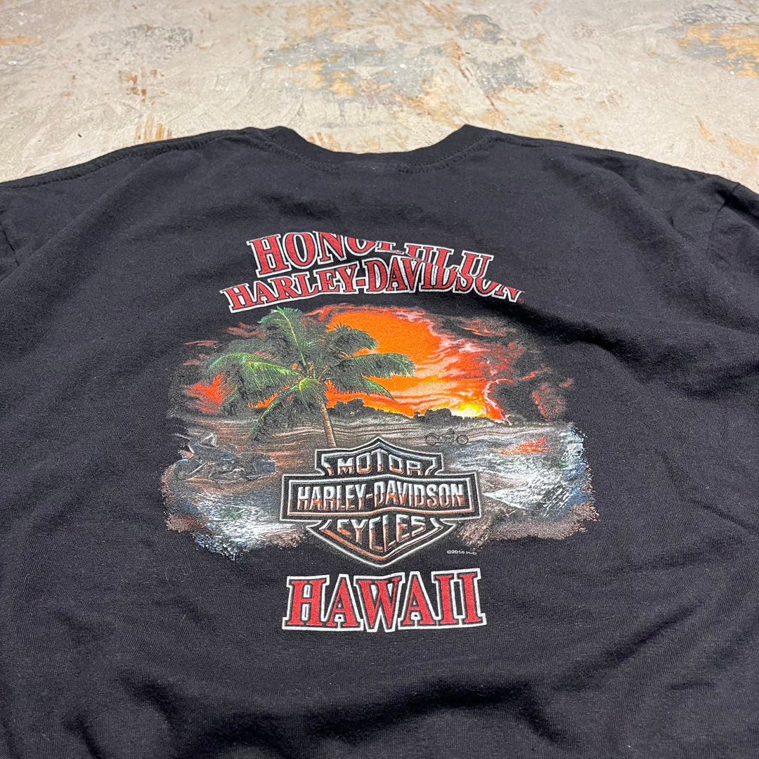 古着 Harley-Davidson/ハーレー ダビッドソン ハワイ州 ホノルル プリントTシャツ サイズXL