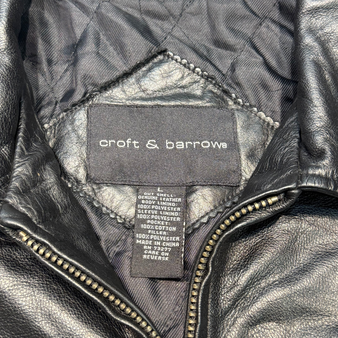 古着 CROFT&BARROW/ クラフトアンドバロウ/ ジップアップレザージャケット/ サイズL