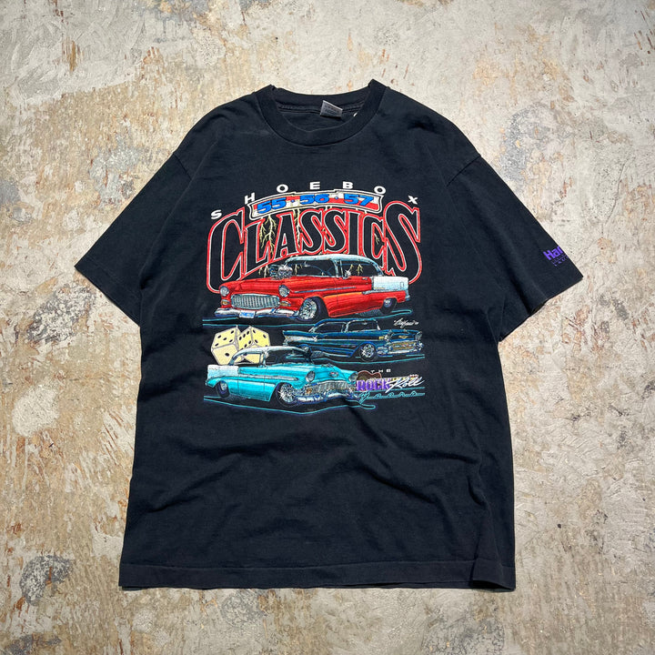 古着 90's フルーツオブザルーム/SHOEBOX/CLASSICS/車/ヴィンテージ シングルステッチ プリントTシャツ / サイズL